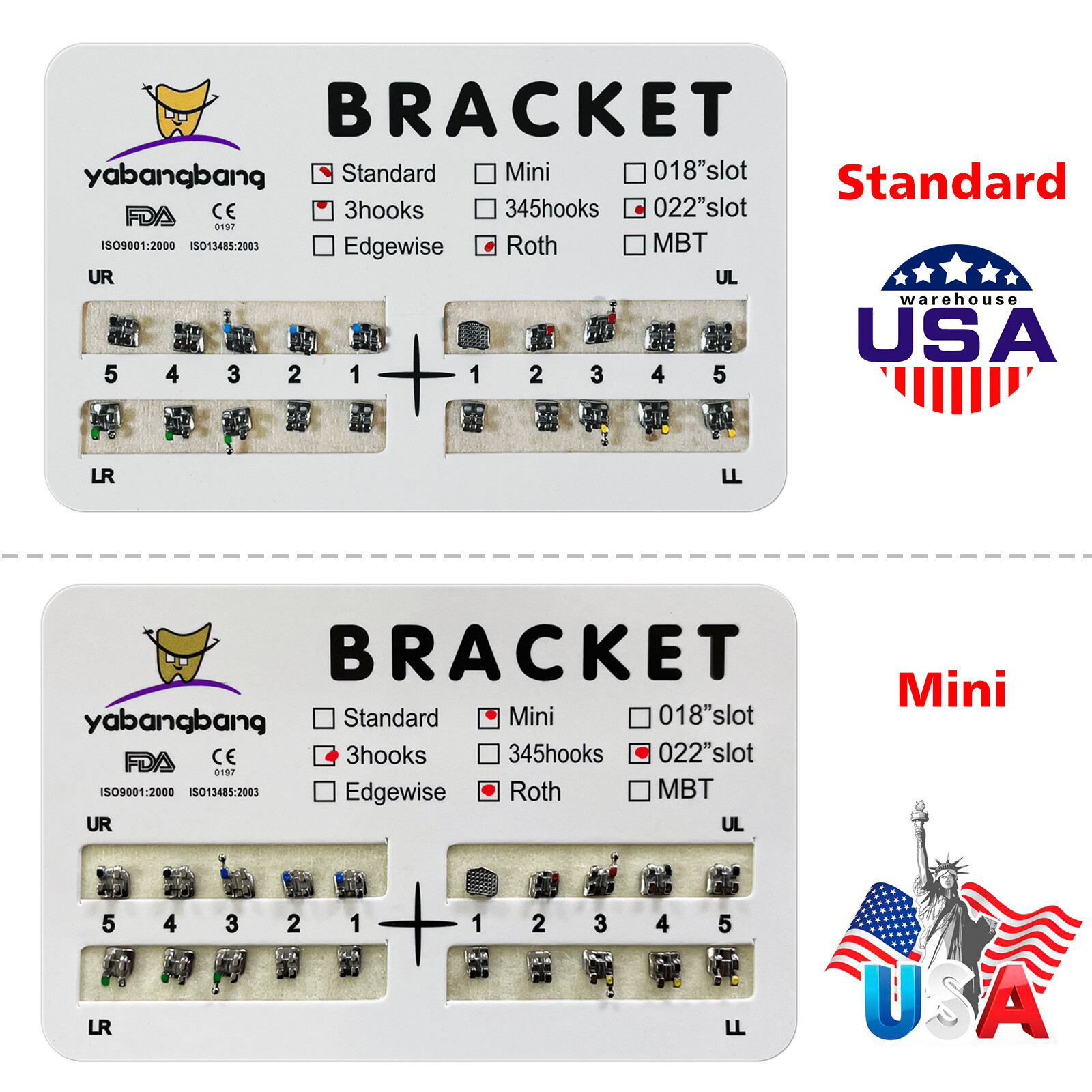 Dental Orthodontic Braces Brackets Mini Standard Roth.022 3Hook Metal BRACKET DS