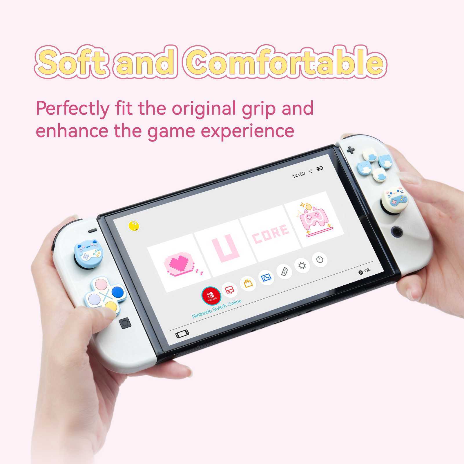 GeekShare D-Pad Button Caps & Thumb Grips for Nintendo Switch/ OLED Game Cat
