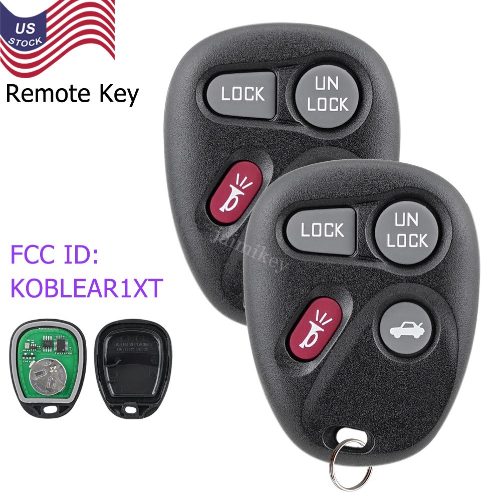 2 Replacement Keyless Entry Remote Key Fob 4B for 2001 - 2004 Chevrolet Cadillac