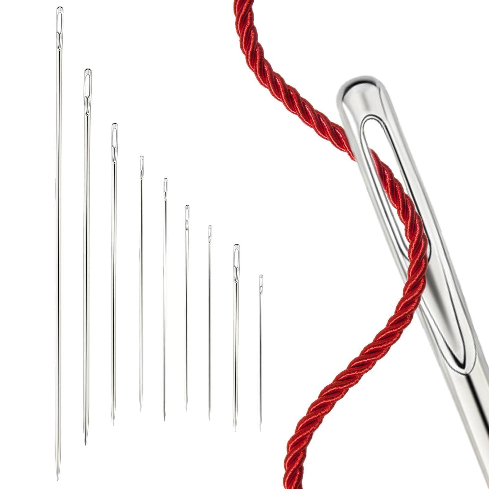 Professional Upholstery Needle, 9 Pcs Long Sewing Needles, Large Eye Hand Sew...