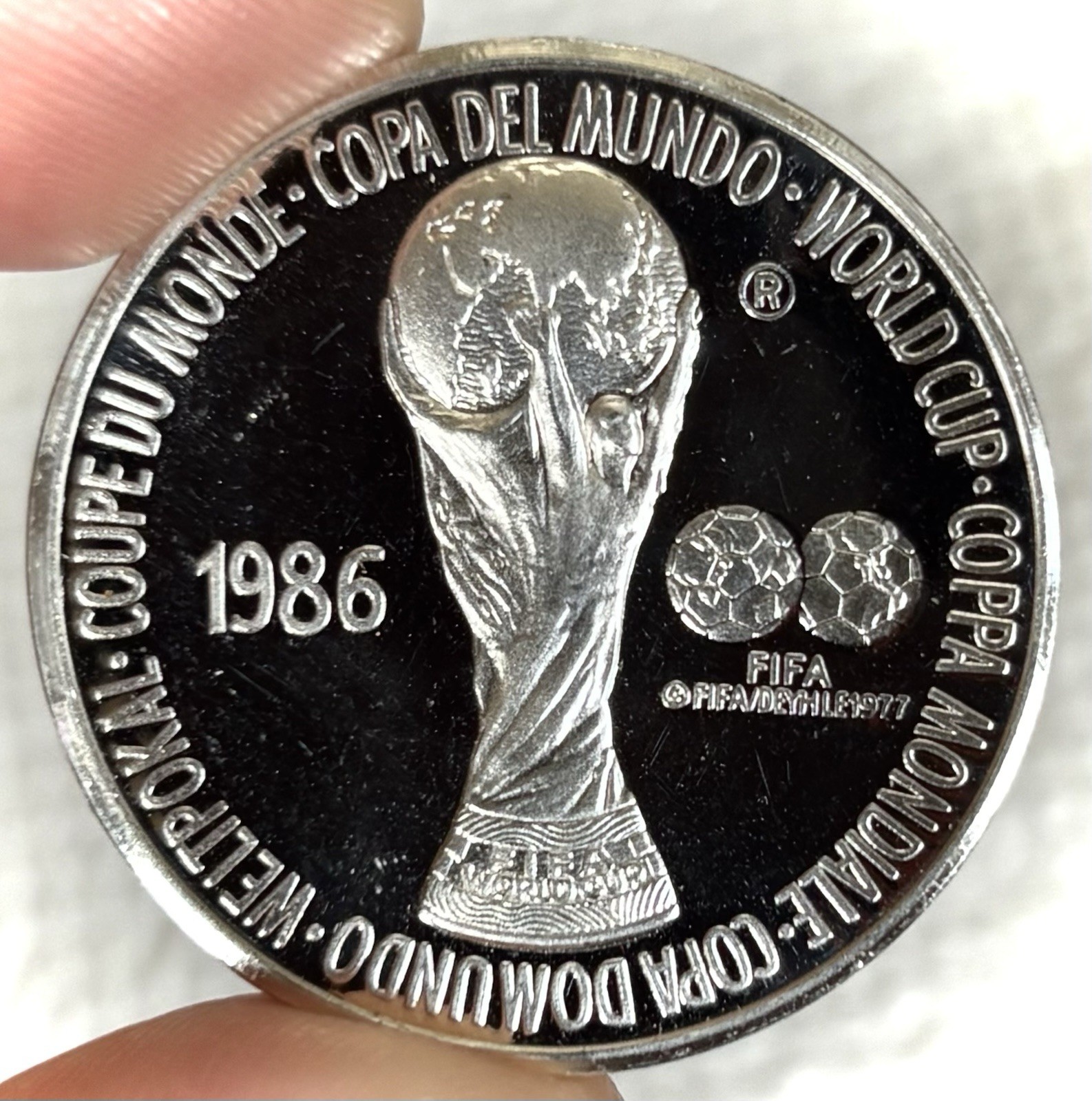 1986 Silver Official FIFA Soccer Football Proof Cup German Federal Medal