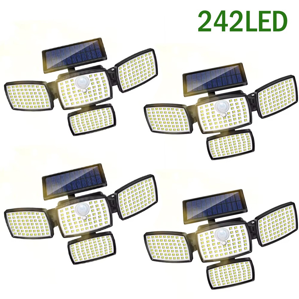 Solar Wall Light 242 LED Motion Sensor Bright Flood Street Lamp Garden Outdoor
