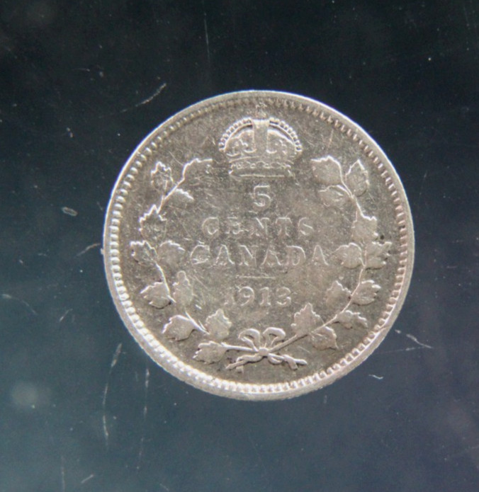 Canada, 5 cents, 1913 Silver coin(0.925)