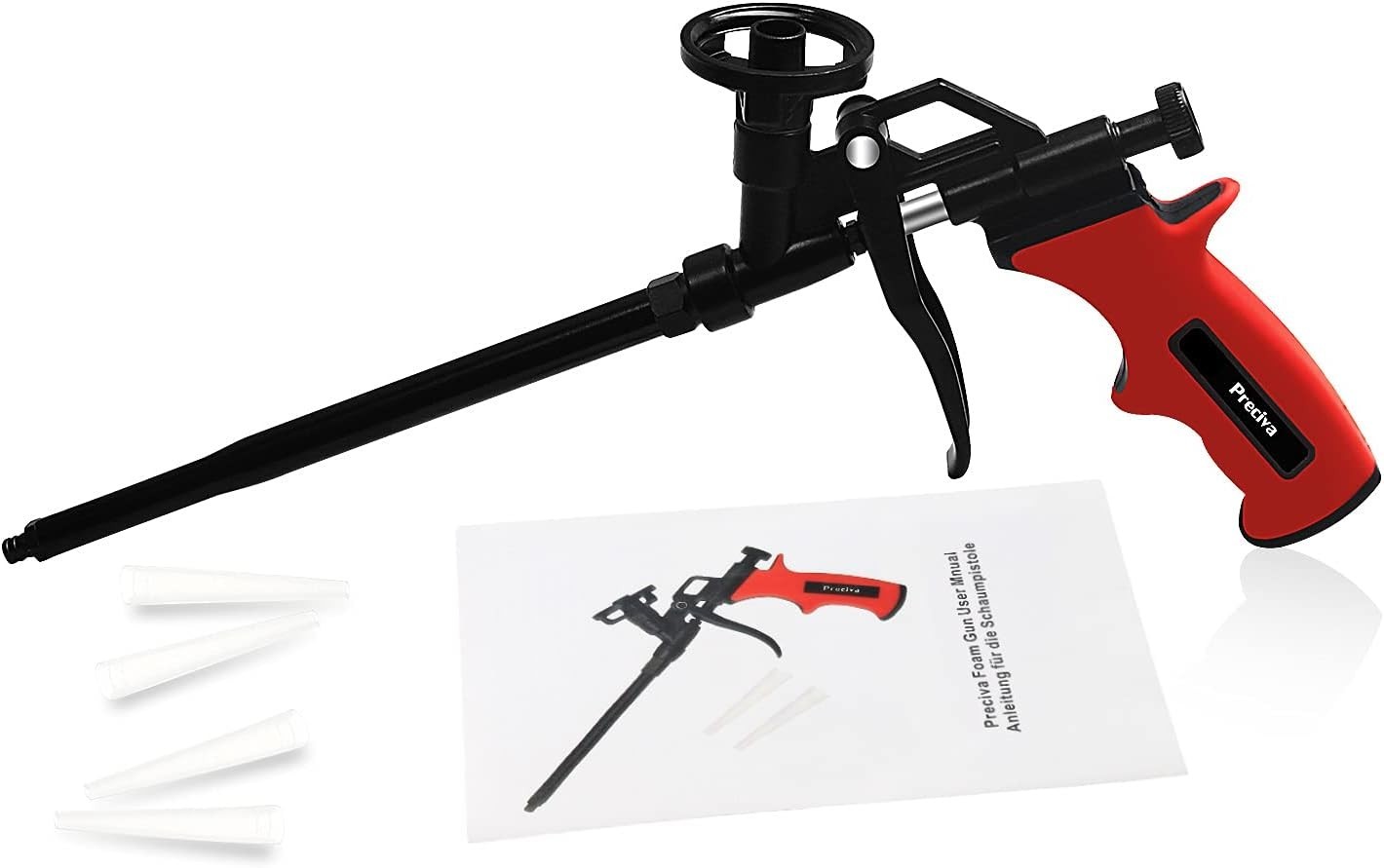 Versatile Professional Caulking Foam Gun with Precision Control - Red 12.99 inch