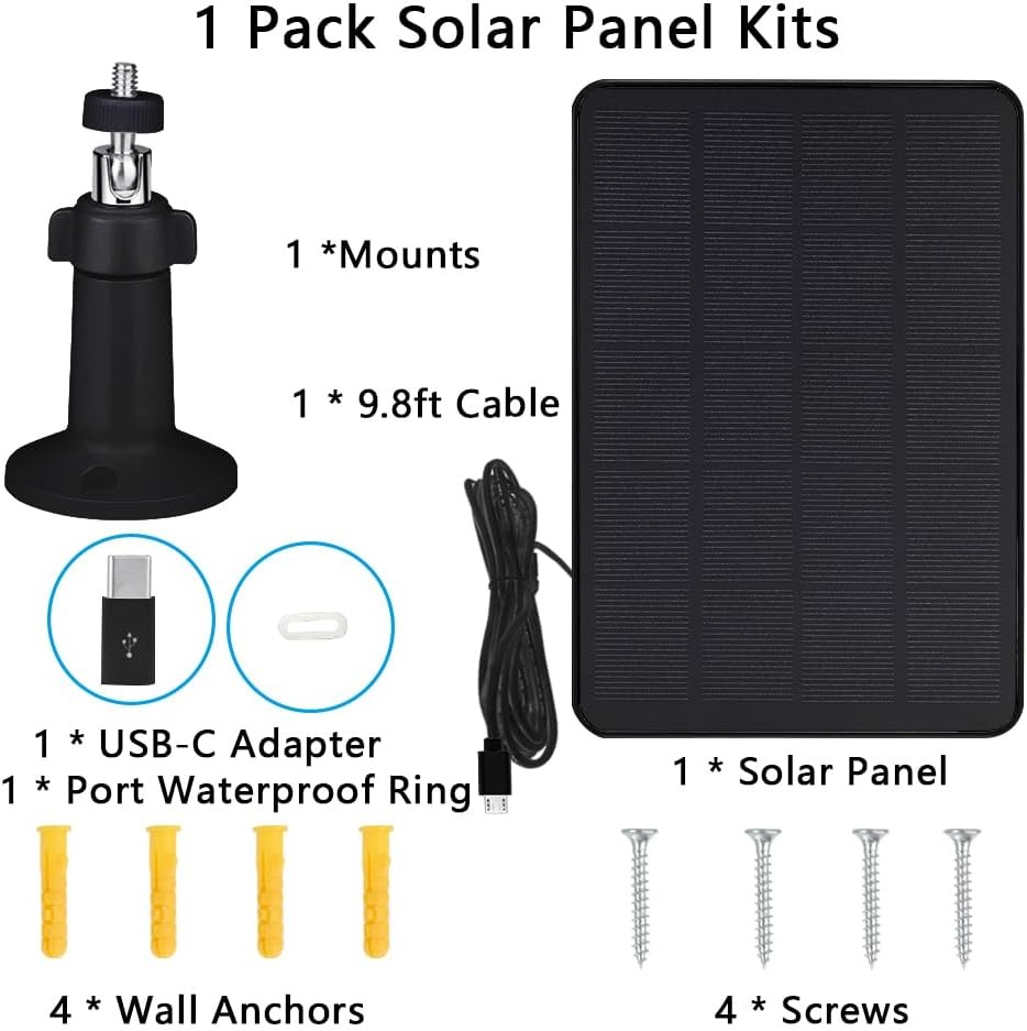 Camera Solar Panel Compatible with WYZE Battery Cam Pro Wireless 1 Pack Black