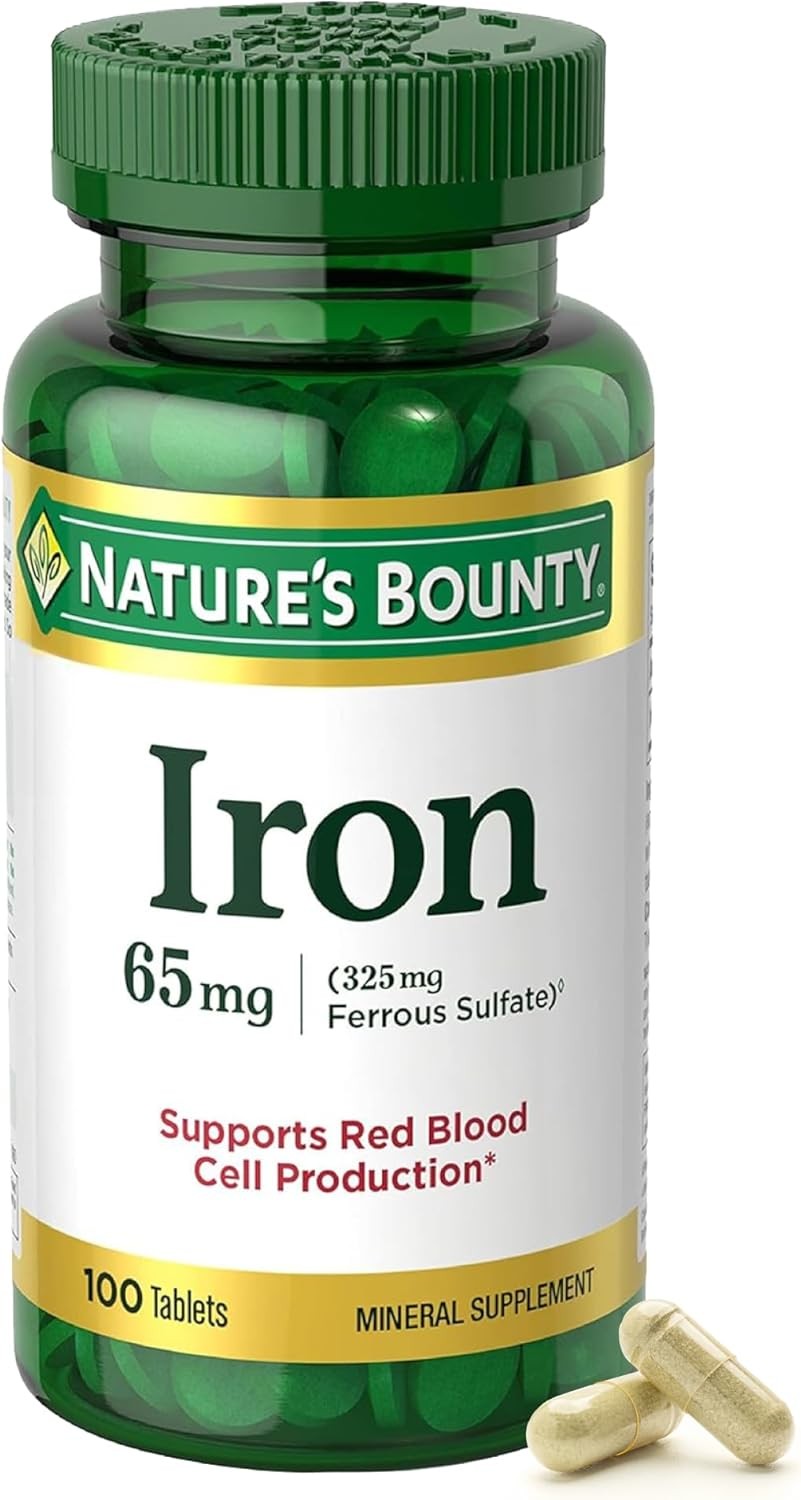 Nature's Bounty Iron 65mg, 325 mg Ferrous Sulfate, 100 Count (Pack of 1)