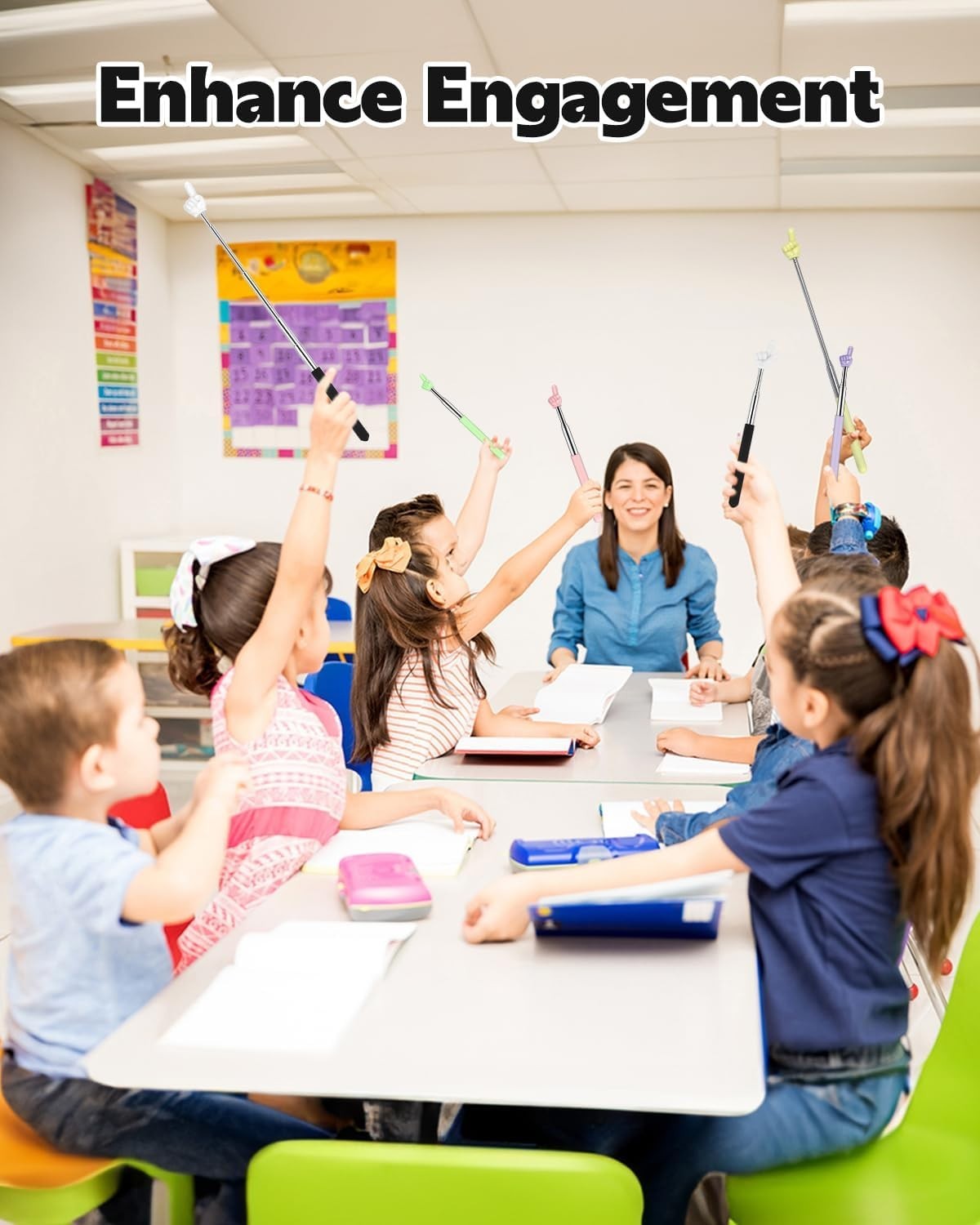 Retractable Teacher Pointer for Classroom Kids Reading, Dumero Extendable Finger