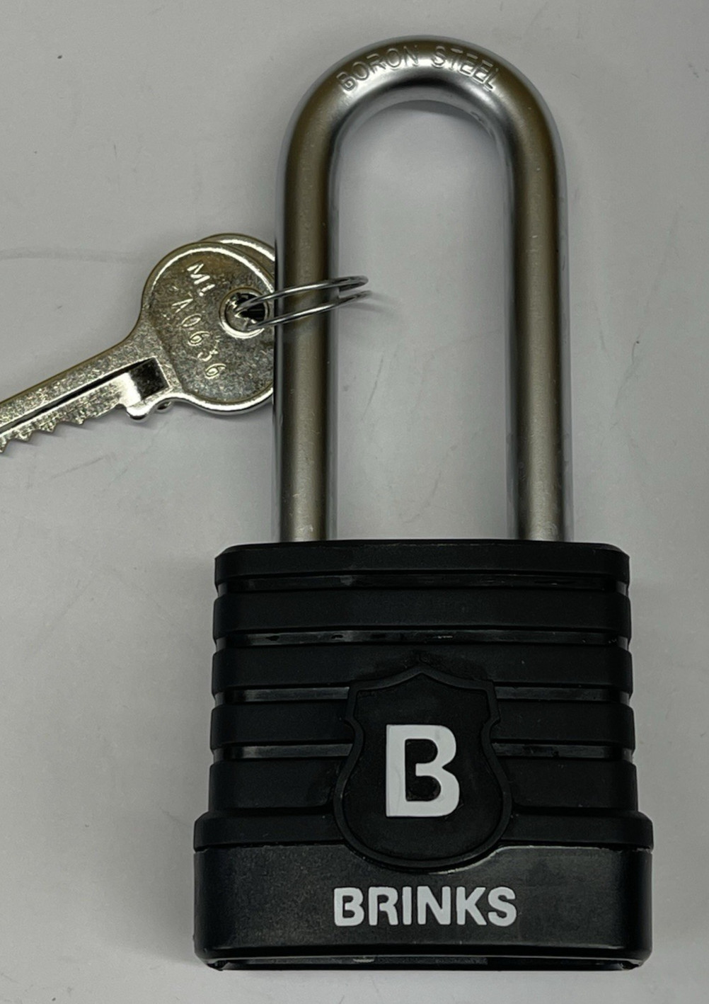 Brinks Commercial Weather Resistant XT Plus Padlock with a Boron Steel Shackle.