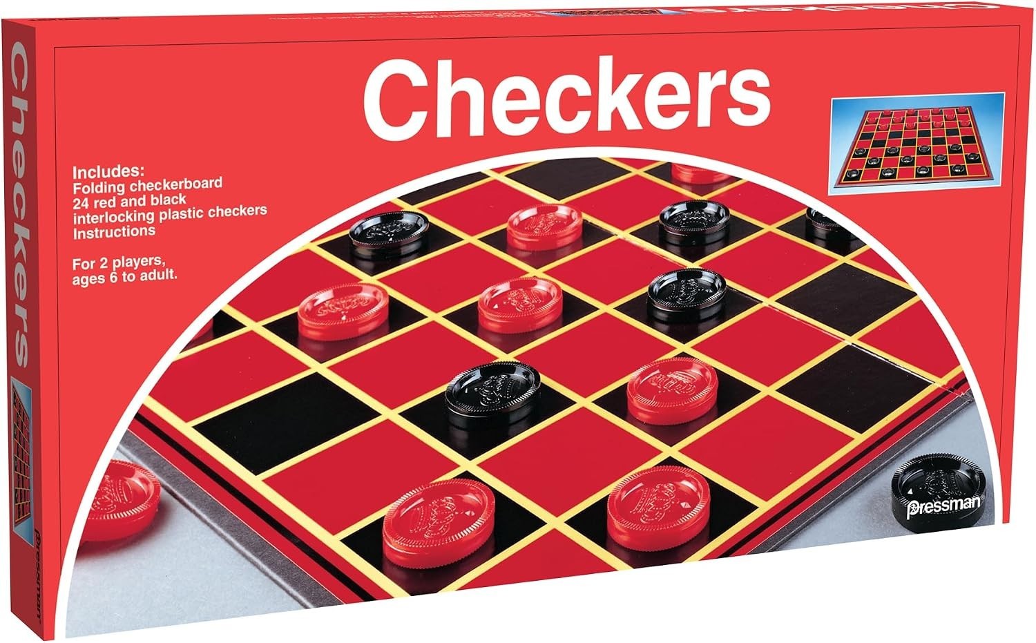 Checkers -- Classic Game with Folding Board and Interlocking Checkers, 2 Players