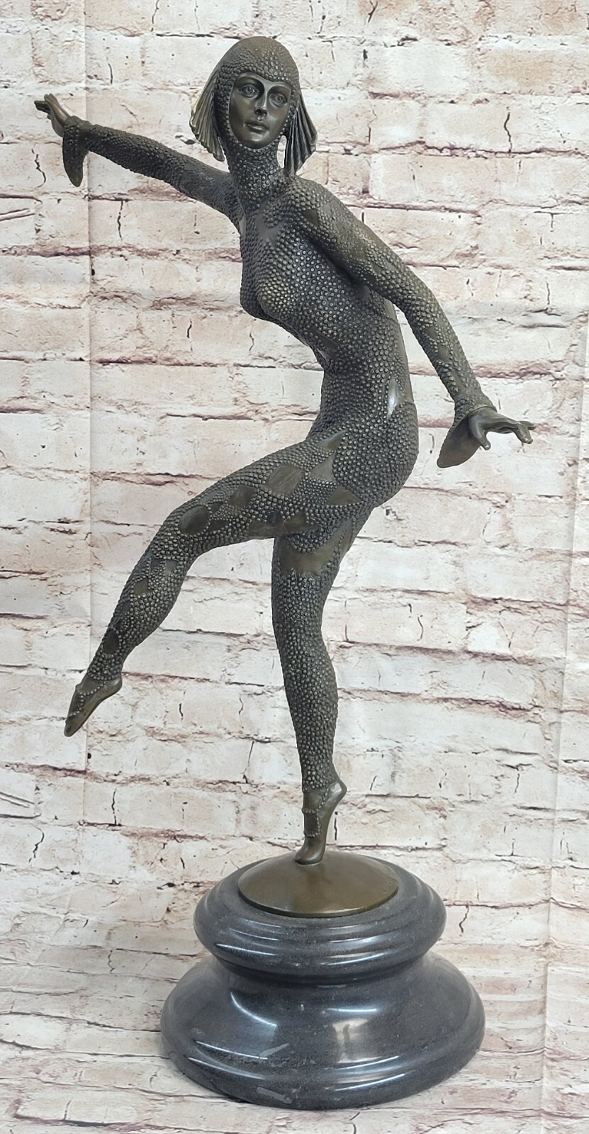 COLLECTIBLE BRONZE SCULPTURE STATUE Art Nouveau 26" TALL CHIPARUS DANCER ARTWORK