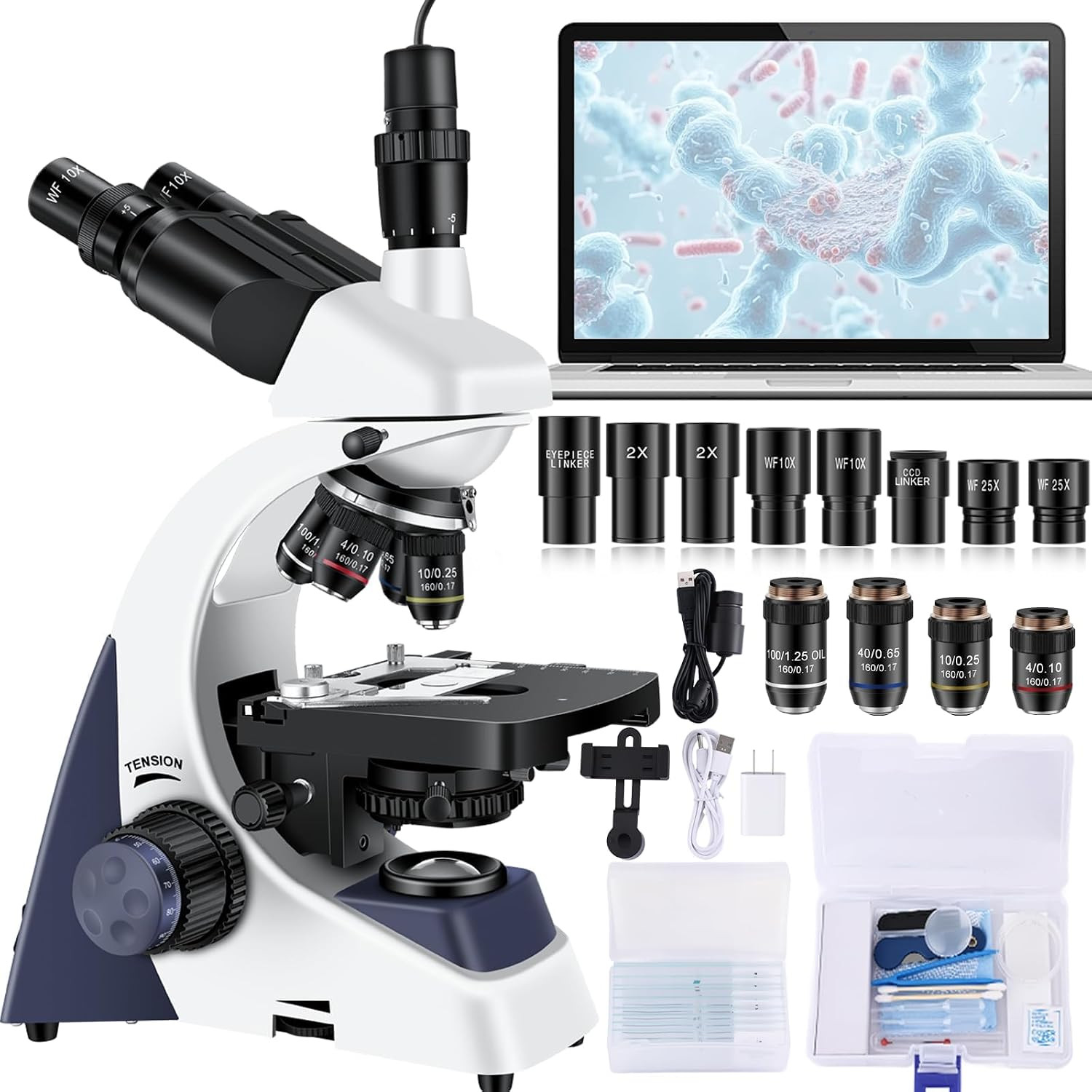 Microscope for Adults 40X-5000X Magnification Lab Grade with Dual Mechanical Sta