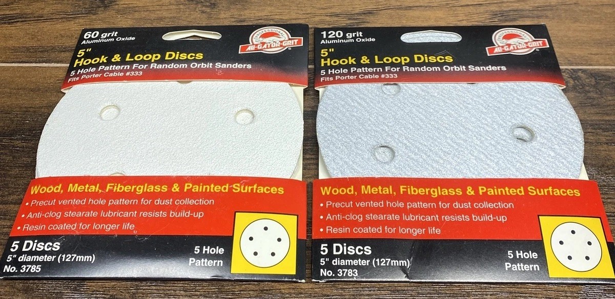 5” Hook & Loop Sanding Discs 60 120 Grit 5 Hole Orbital Sander Pads 10 Pack