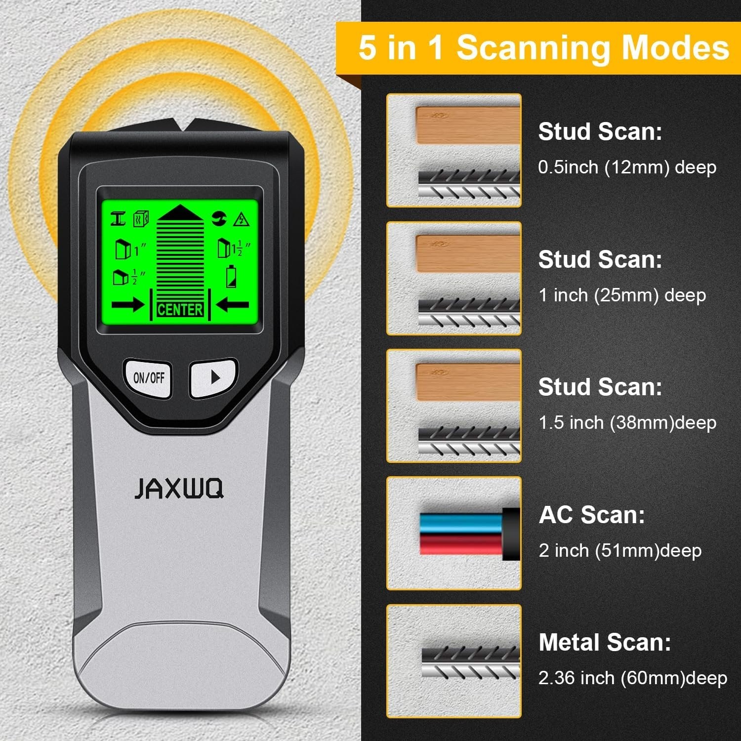 Versatile 5-in-1 Wall Scanner with Backlit LCD - Essential Tool for DIY Projects