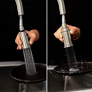 Montelux Brushed Nickel Kitchen Faucet with Pull Down Sprayer, Single Handle