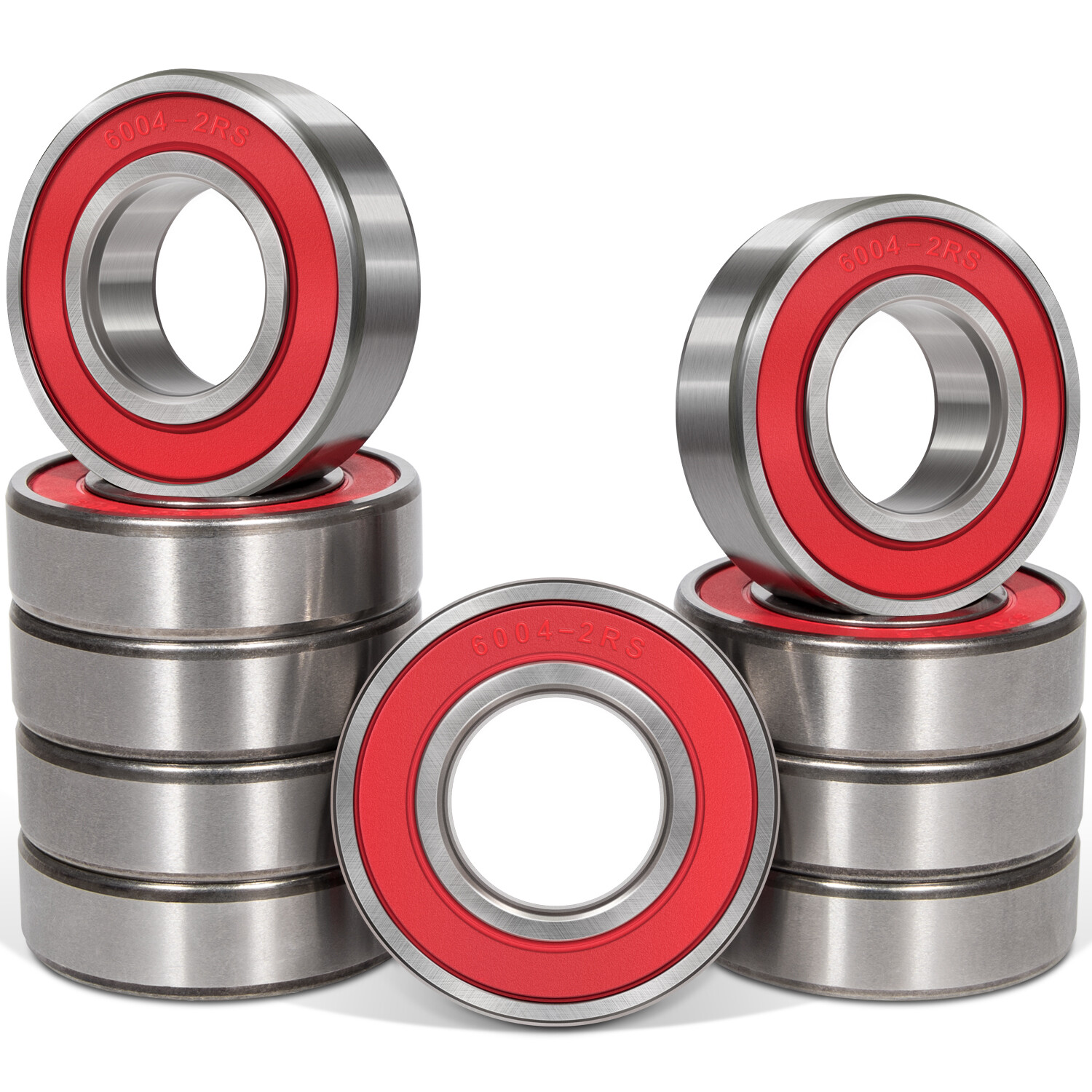 10 Pack 6004-2RS C3 Premium Double Rubber Seal Bearing 20x42x12mm,Pre Lubricated
