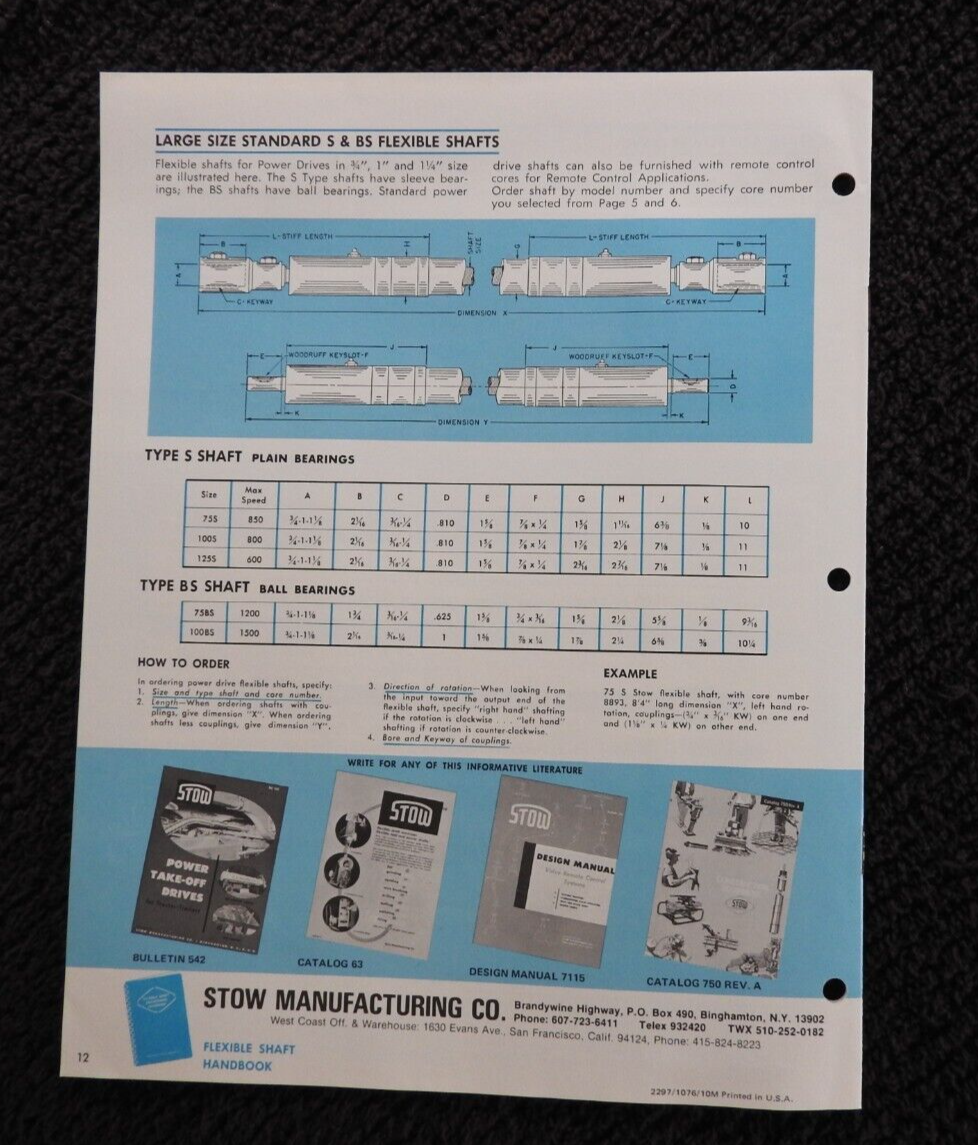 1977 Stow Manufacturing Co Flexible Shaft Literature Signed Letter San Francisco