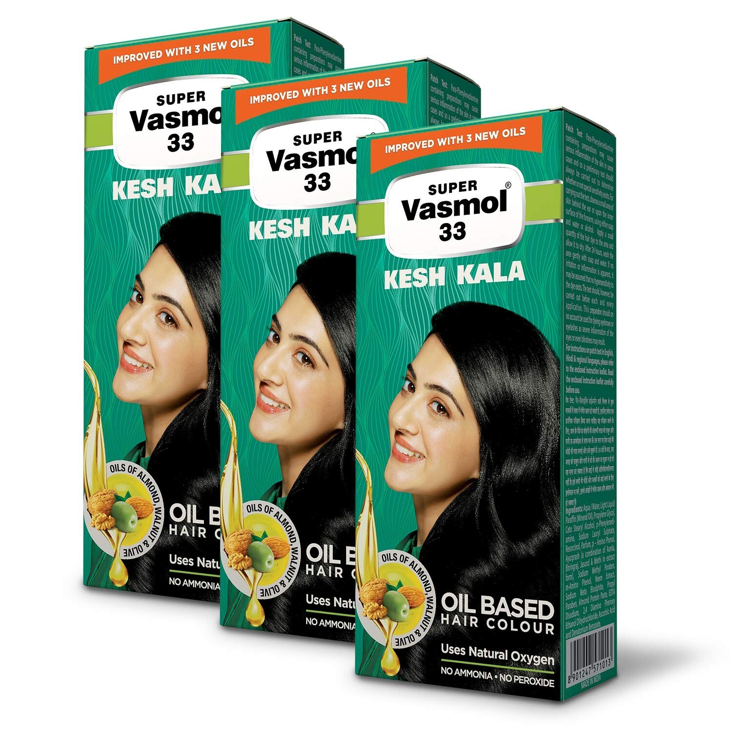 3X Super Vasmol 33 Kesh Kala 100 ML With Almond Protein & Neem free shipping
