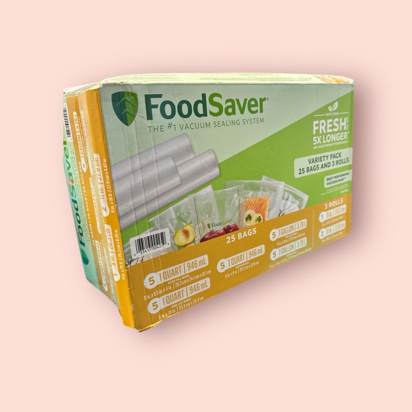 FoodSaver 28-Piece Vacuum Seal Rolls and Vacuum Seal Bags Multipack Set