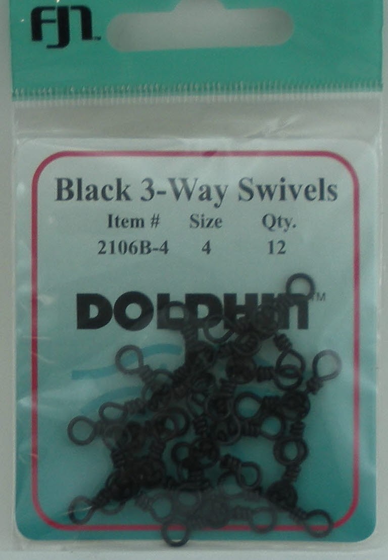FJ Neil 2106B-4 Dolphin Black 3 Way Swivels 12ct Size 4