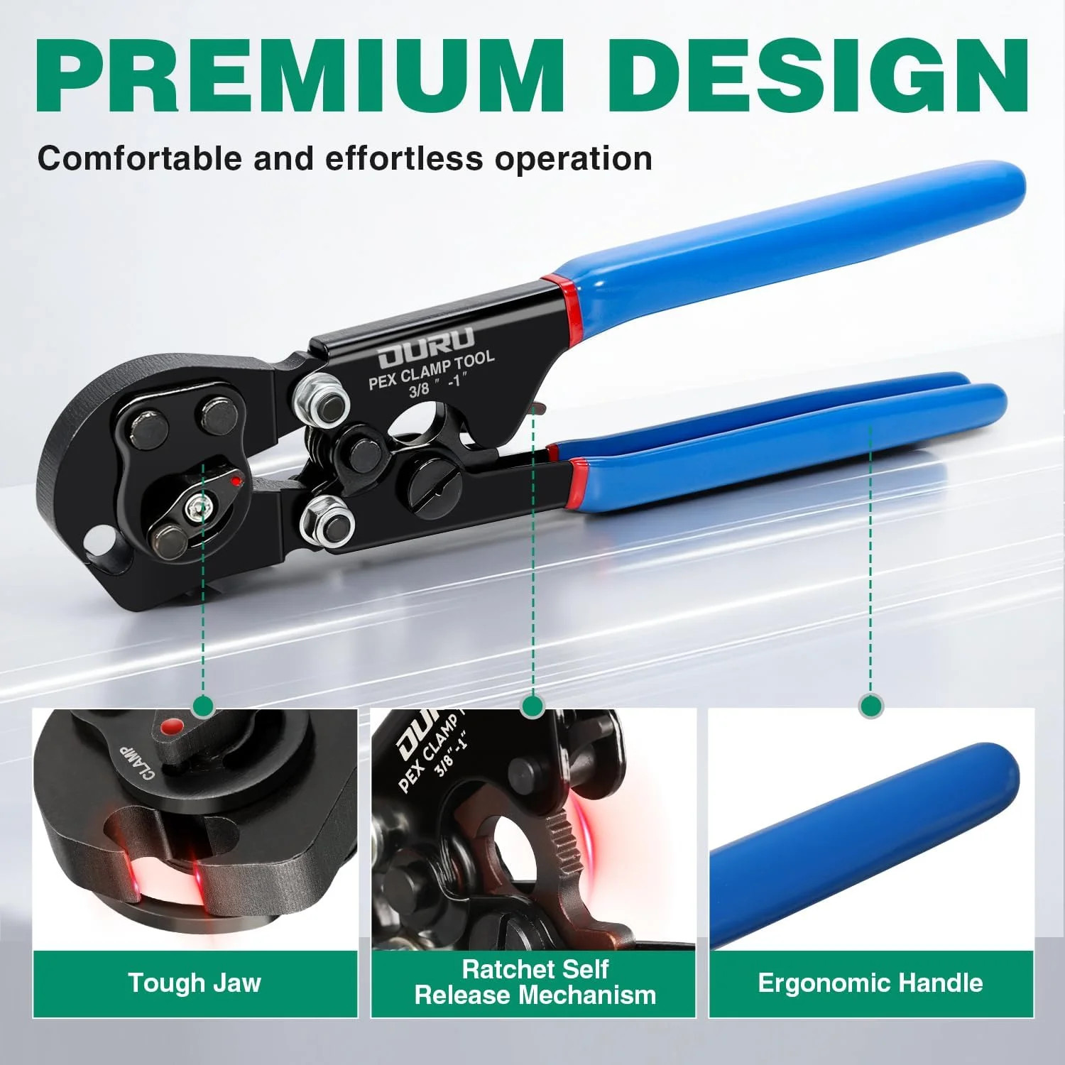 2 IN 1 Ratchet Pex Crimping Tool Cinch and Remove Combo Function Pex Pipe Crimp