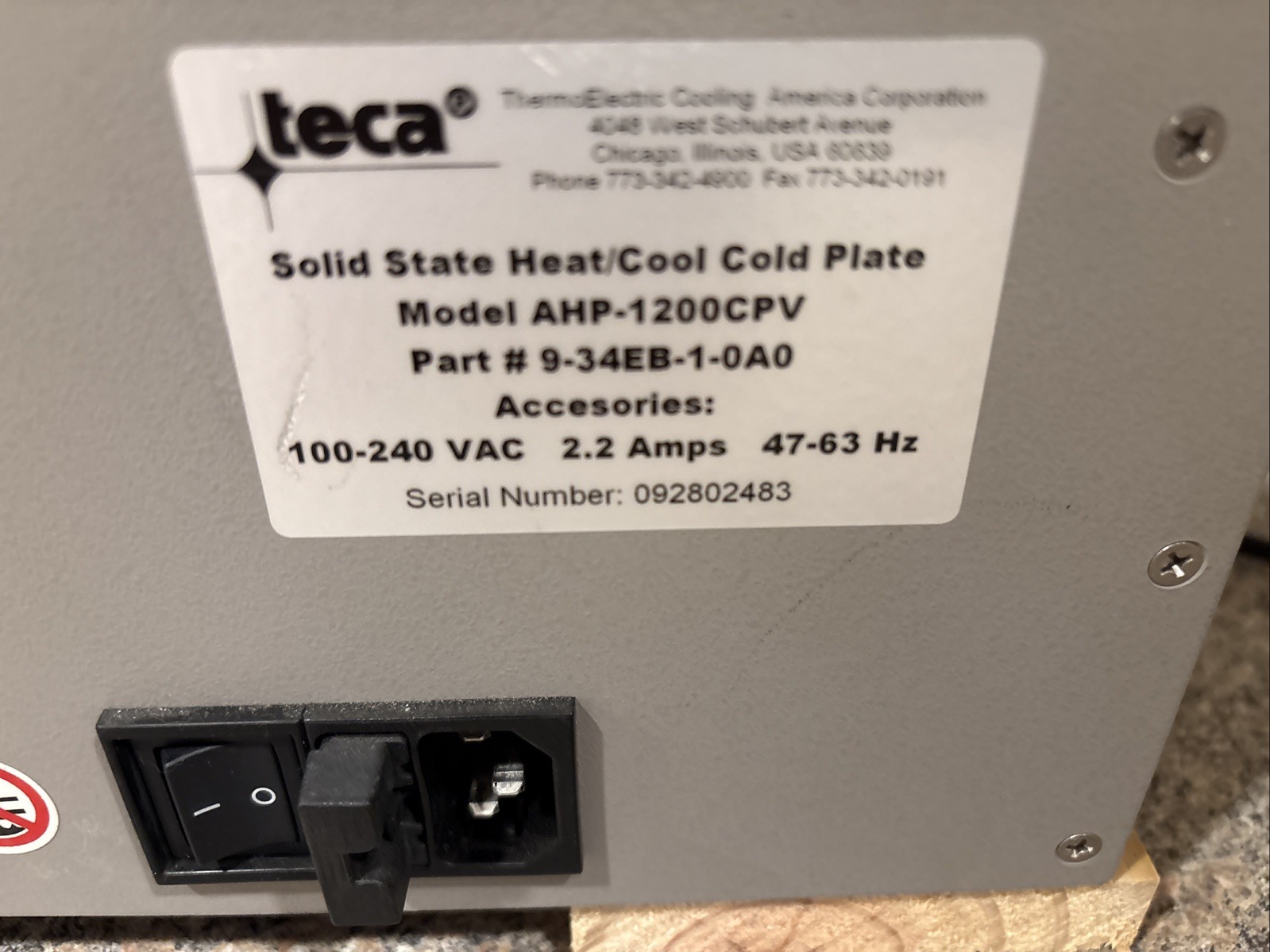 Teca Solid State Heat/Cold Plate AHP-1200CVP Parts/ Not working