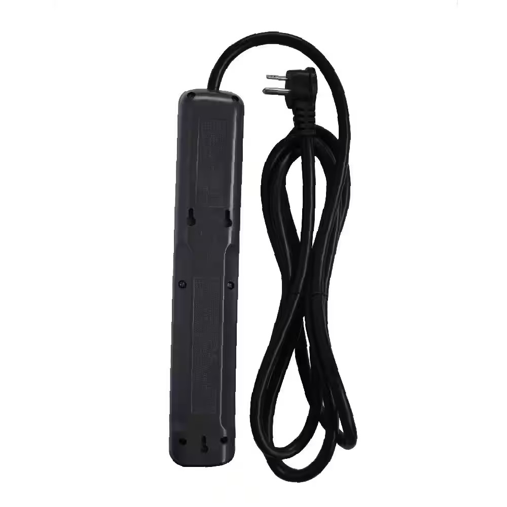 8 Ft. 6-Outlet Surge Protector with 45-Degree Flat Angle Plug, Black (2-Pack)