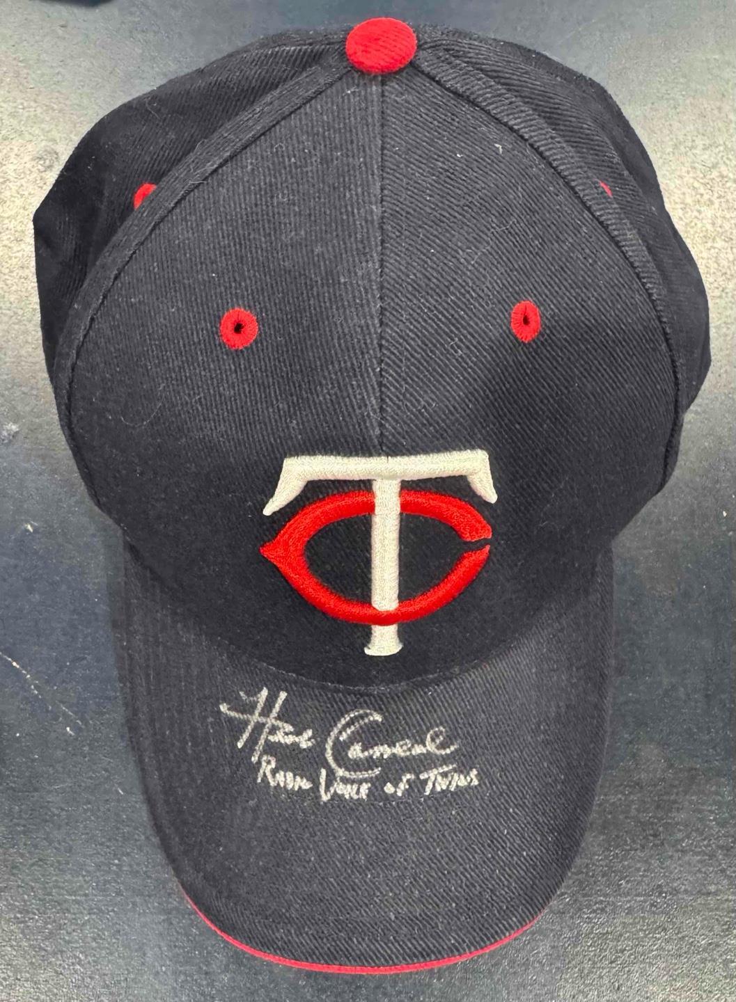 HERB CARNEAL SIGNED MINNESOTA TWINS HAT "RADIO VOICE OF THE TWINS" HOF AUTOGRAPH