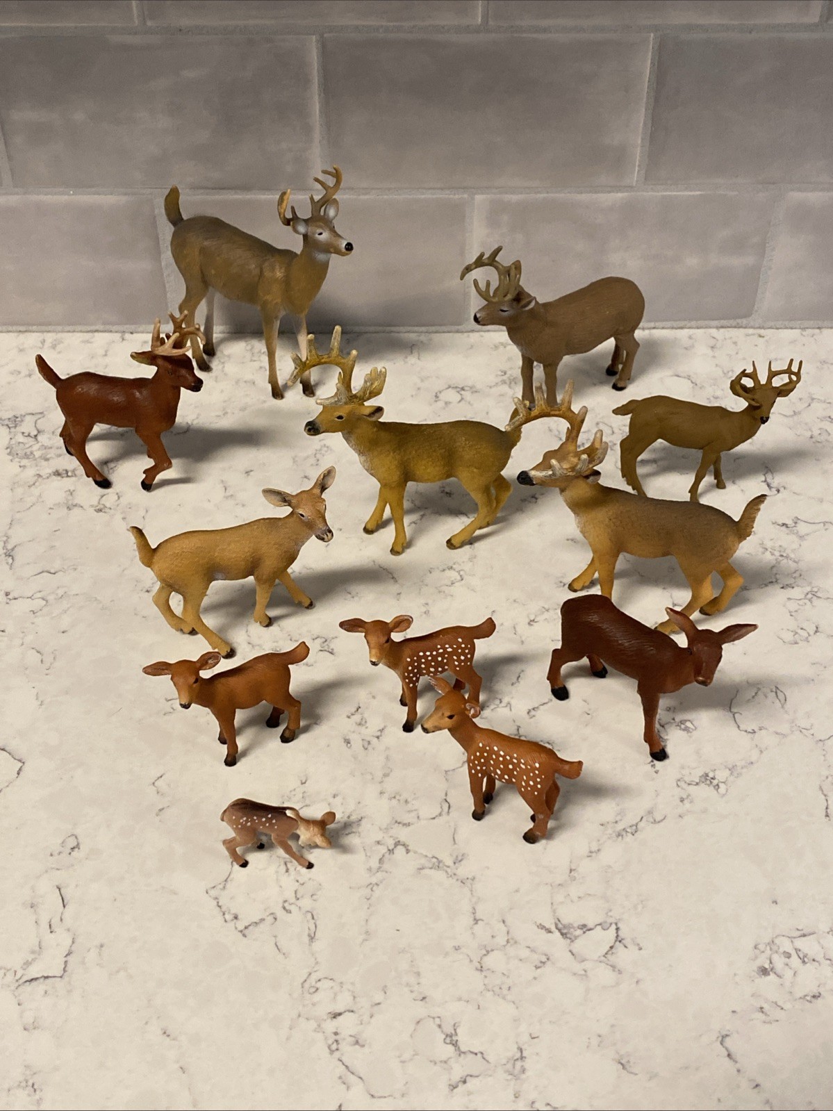 Lot of 12 Pcs VTG Schleich And Other Brands Buck Deer Doe Fawn Figures Wildlife