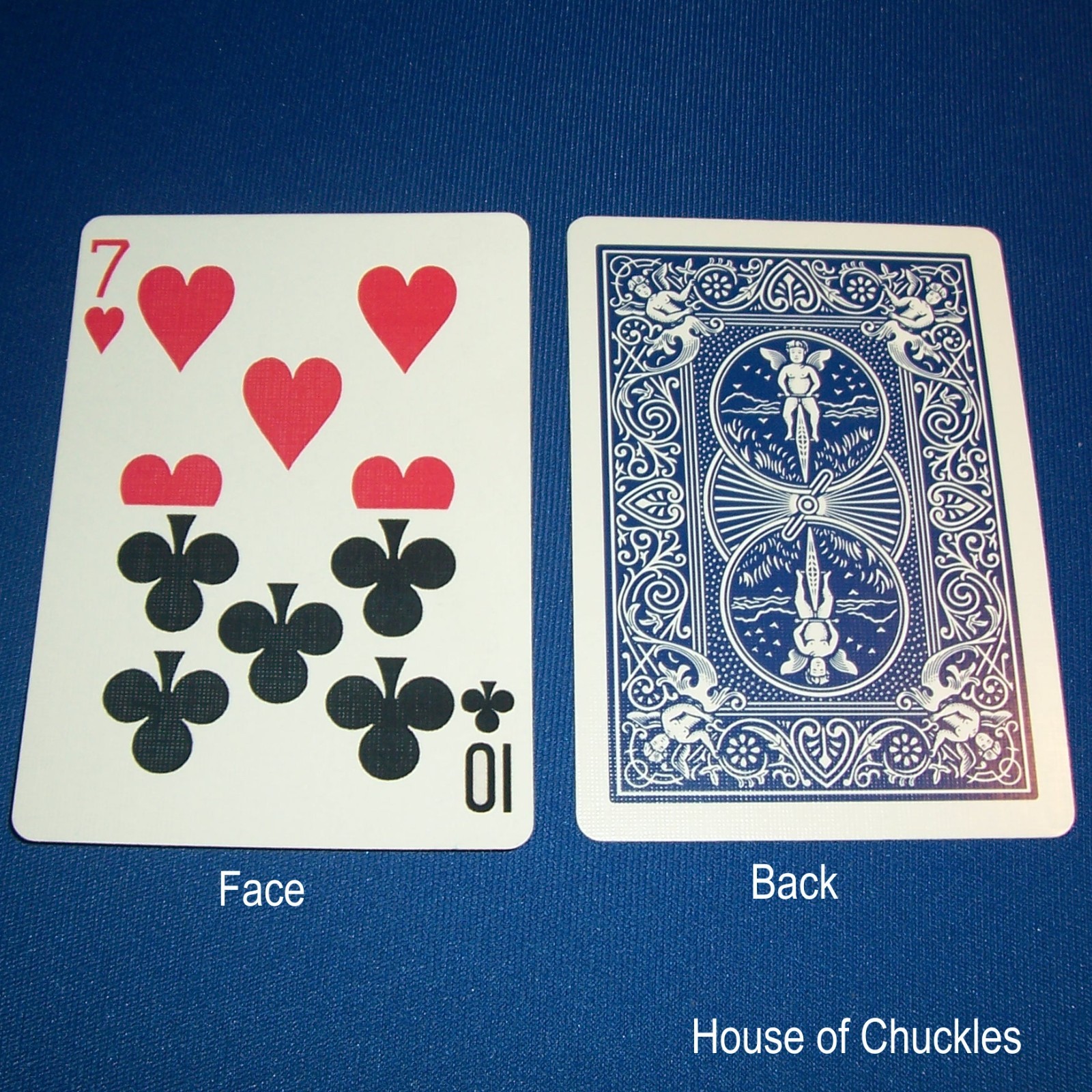 7 of Hearts / 10 Clubs, Half & Half Horizontal, Bicycle Printed Gaff Card, Red