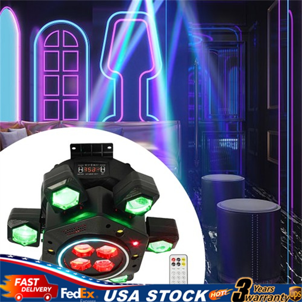 120W RGBW Stage Lights 6 Arms DJ Laser Light For Party Disco Club Bar w/ Remote
