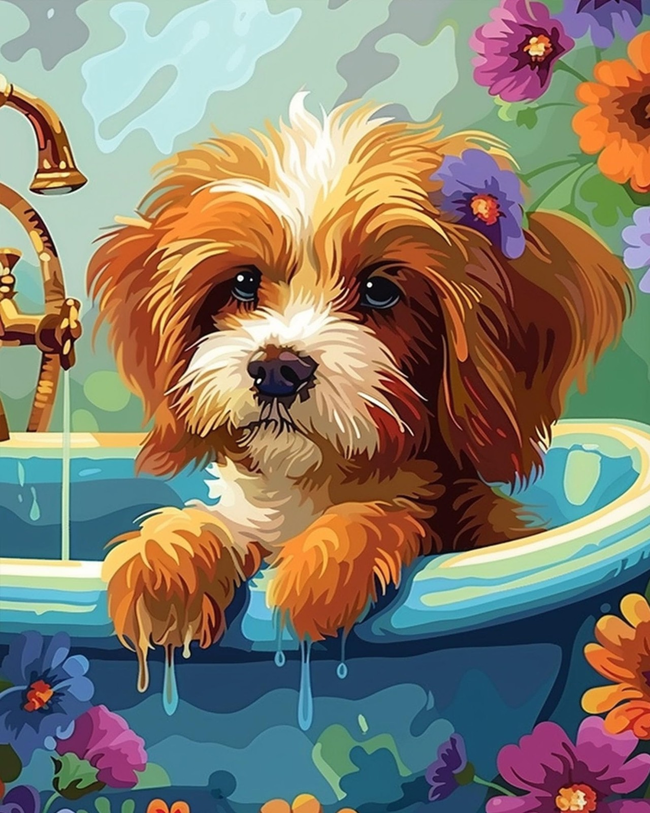 JingZhouYang Paint by Numbers for Kids & Adults & 16" x 20", Cute Dog-20"X16"