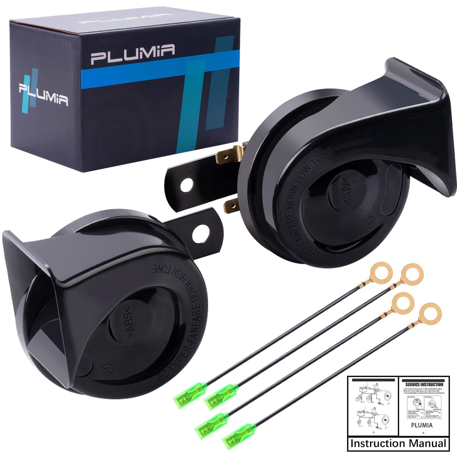 2PCS Dual Snail Horn Kit -12V 110dB High/Low Universal Electric Waterproof Ho...