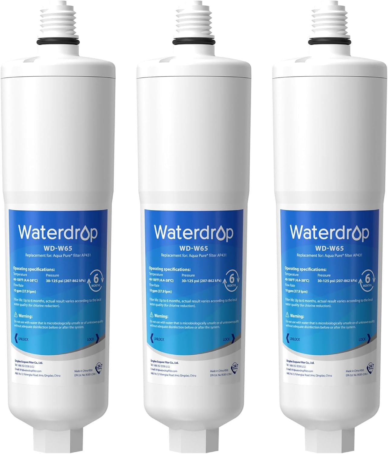 Waterdrop AP431 Water Filter Replacement for Aqua-Pure AP431, (3 Pack)