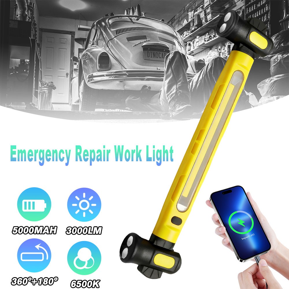3000LM 5000mAh LED Magnetic Light Bar with Hooks for Mechanic/Car Repairing
