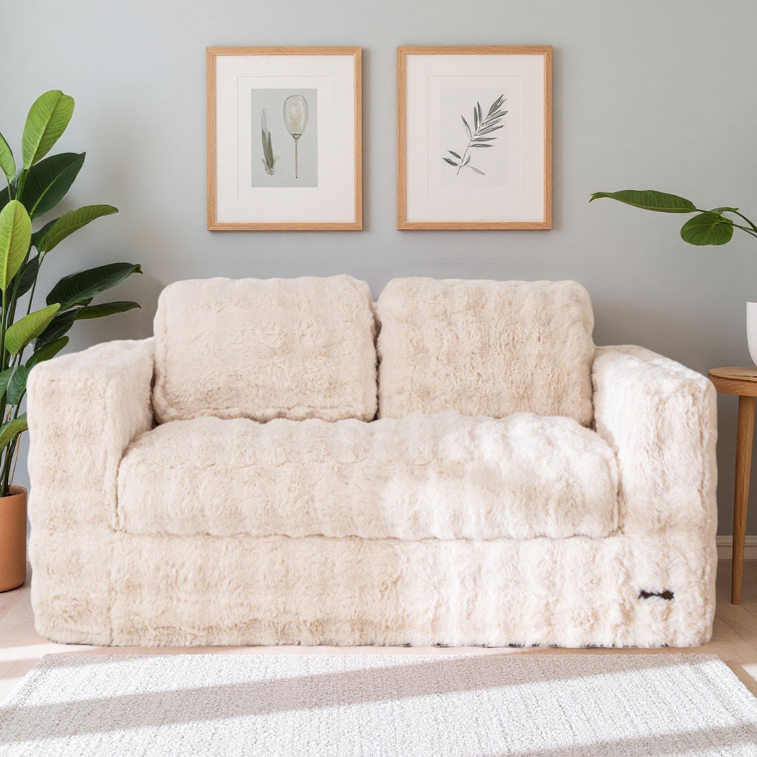 MAXYOYO 2/3 Seater Floor Sofa Bed,Bubbled Boneless Sofa with Pillows