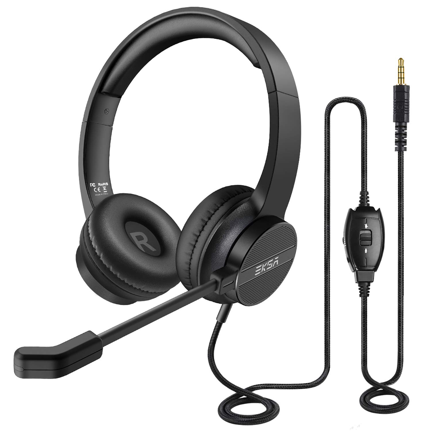 Headset with Microphone for PC, 3.5mm Wired Computer Headsets with Volume & M...