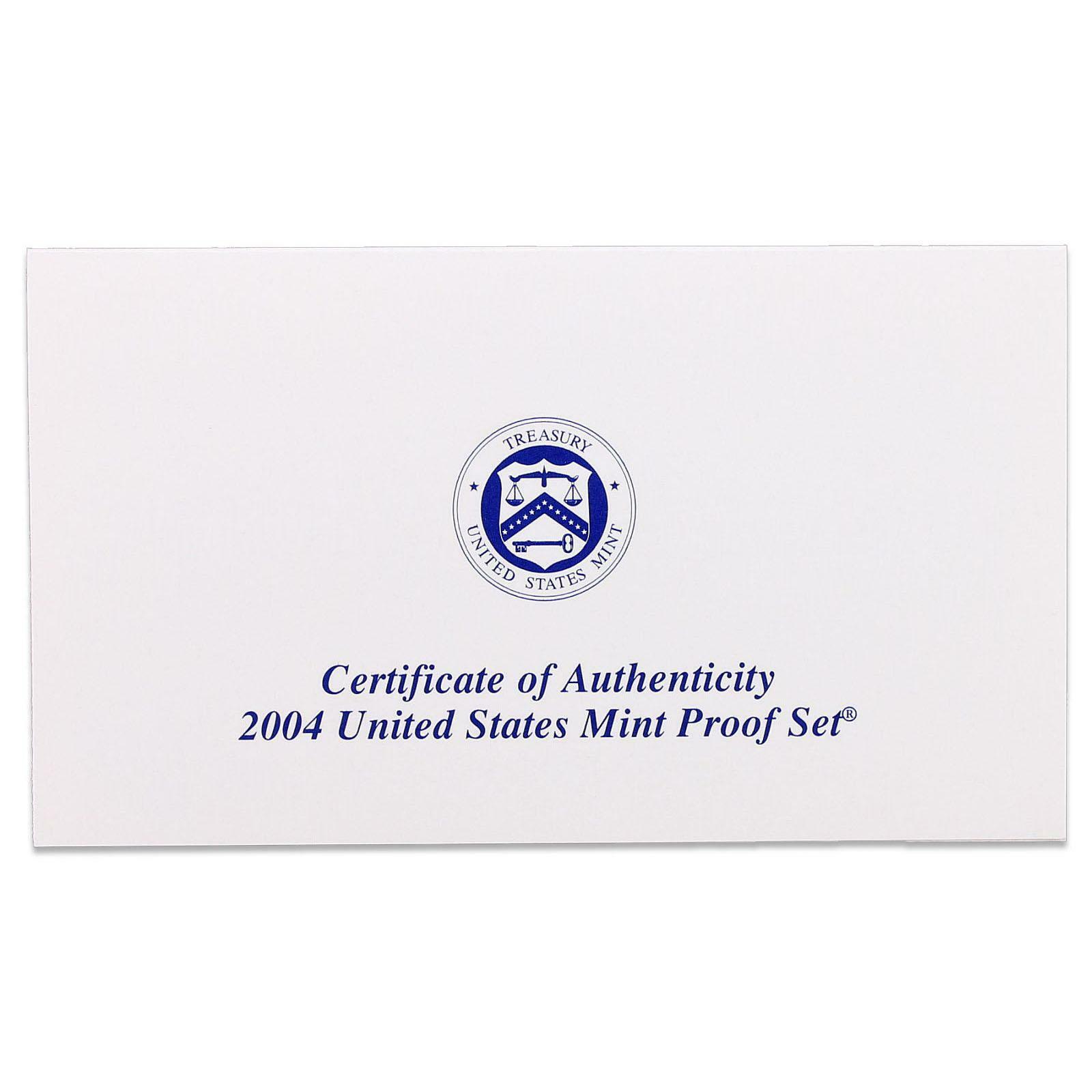 2004 S Proof Set Original Box & COA 11 Coins CN-Clad