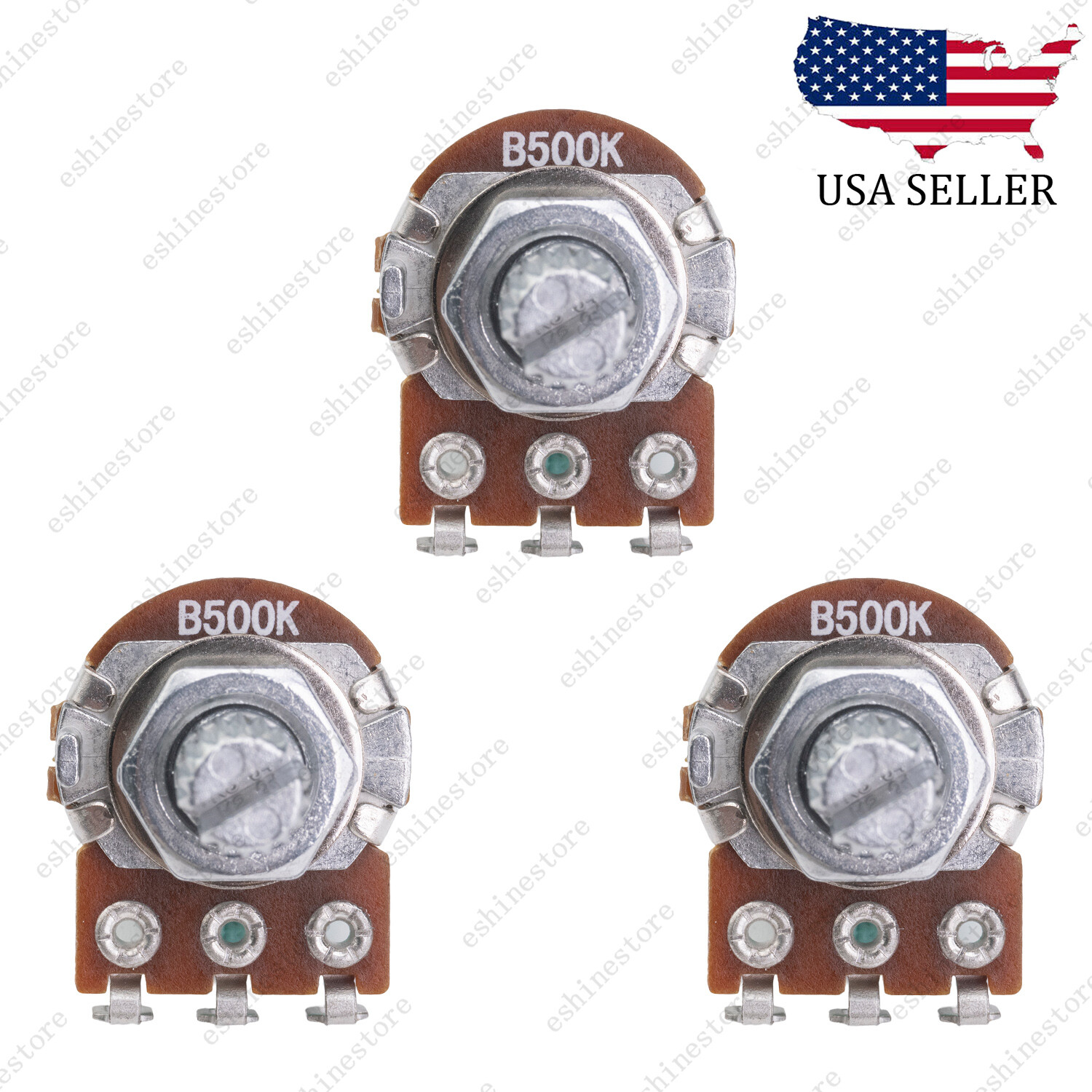3x B500k Guitar Audio Mini Pots with 15mm Short Shaft Volume Tone Taper Pots