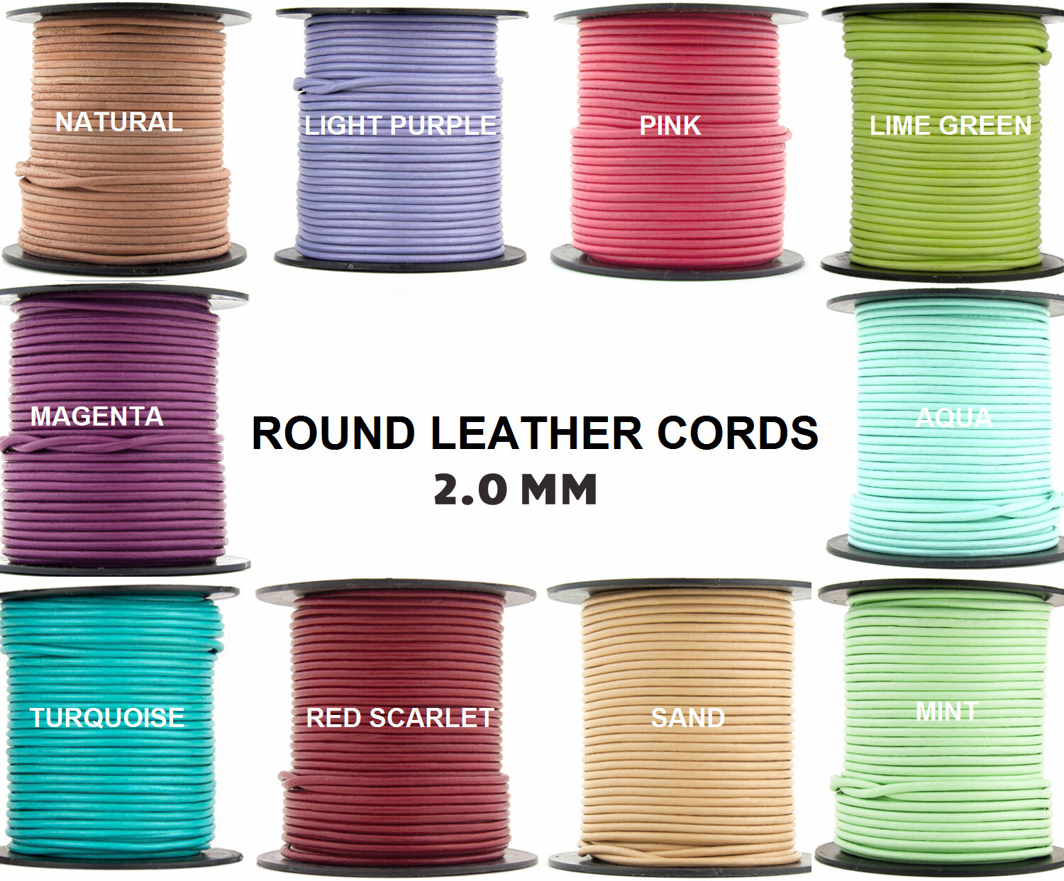 Xsotica® Regular Shades Round Leather Cord 2.0mm