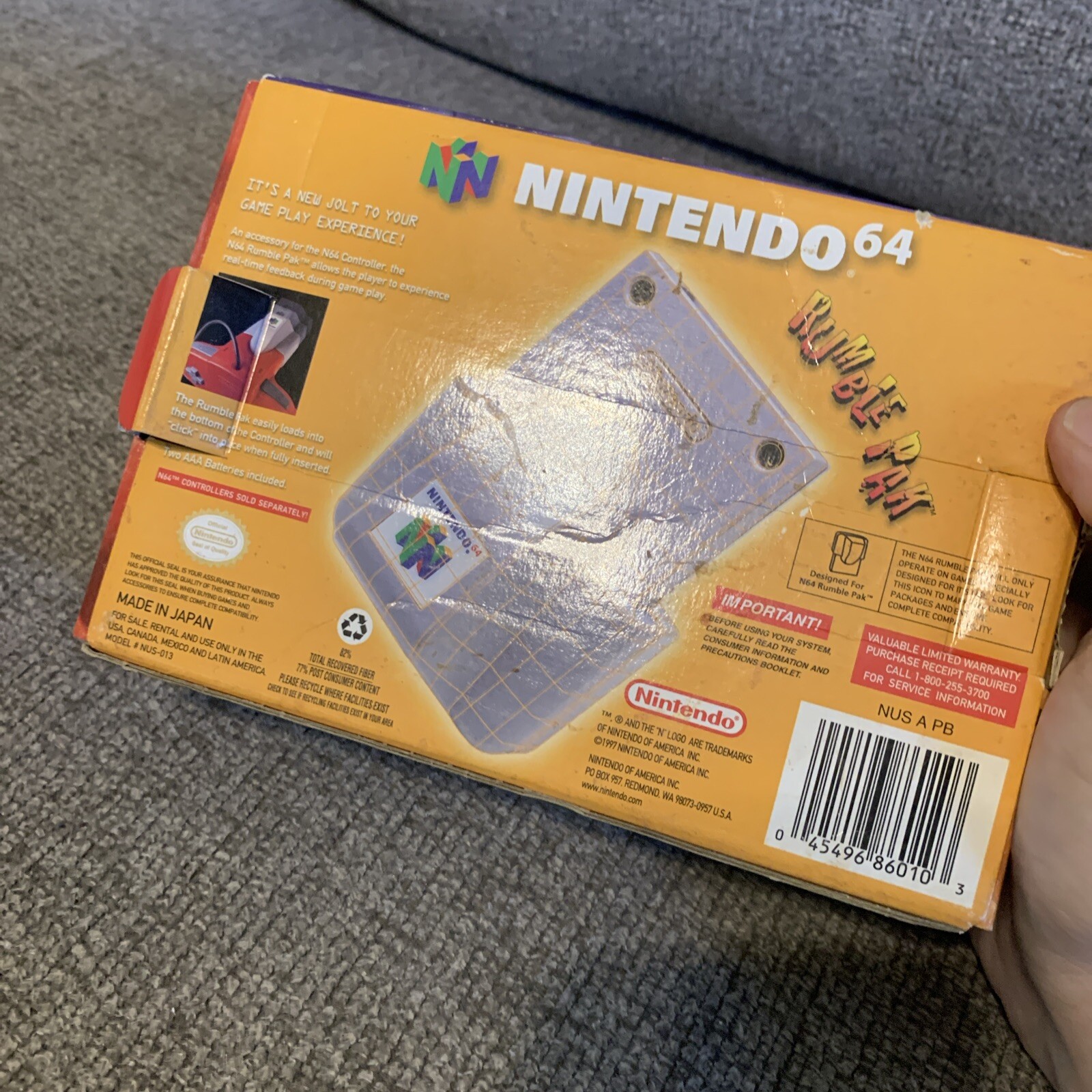 Nintendo 64 N64 Rumble Pak (1997) BOX ONLY! NO INSERTS READ!