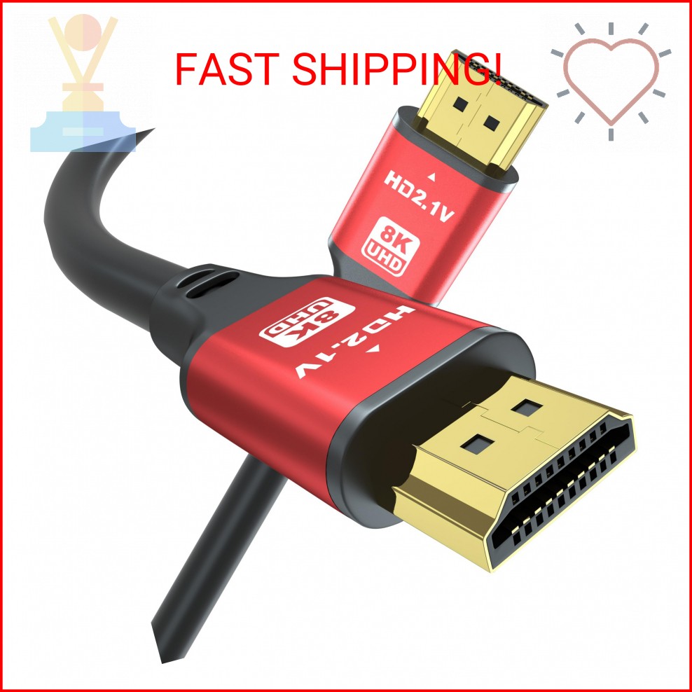 1.5FT HDMI 2.1 Cable 8K60Hz 4K120Hz, 48Gbps Ultra High Speed HDMI Cable with Gol