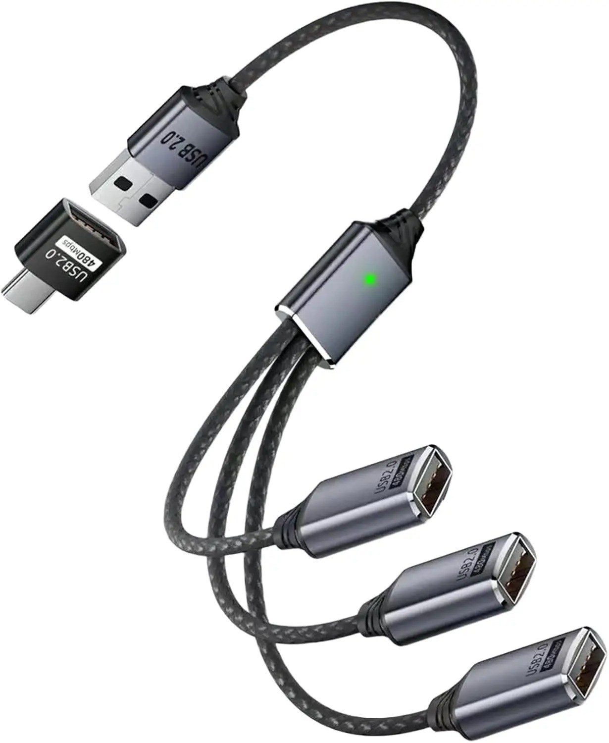 USB C Splitter 1 in 3 USB-C Out, USB Type C Splitter, USBC Male to Multi Type C
