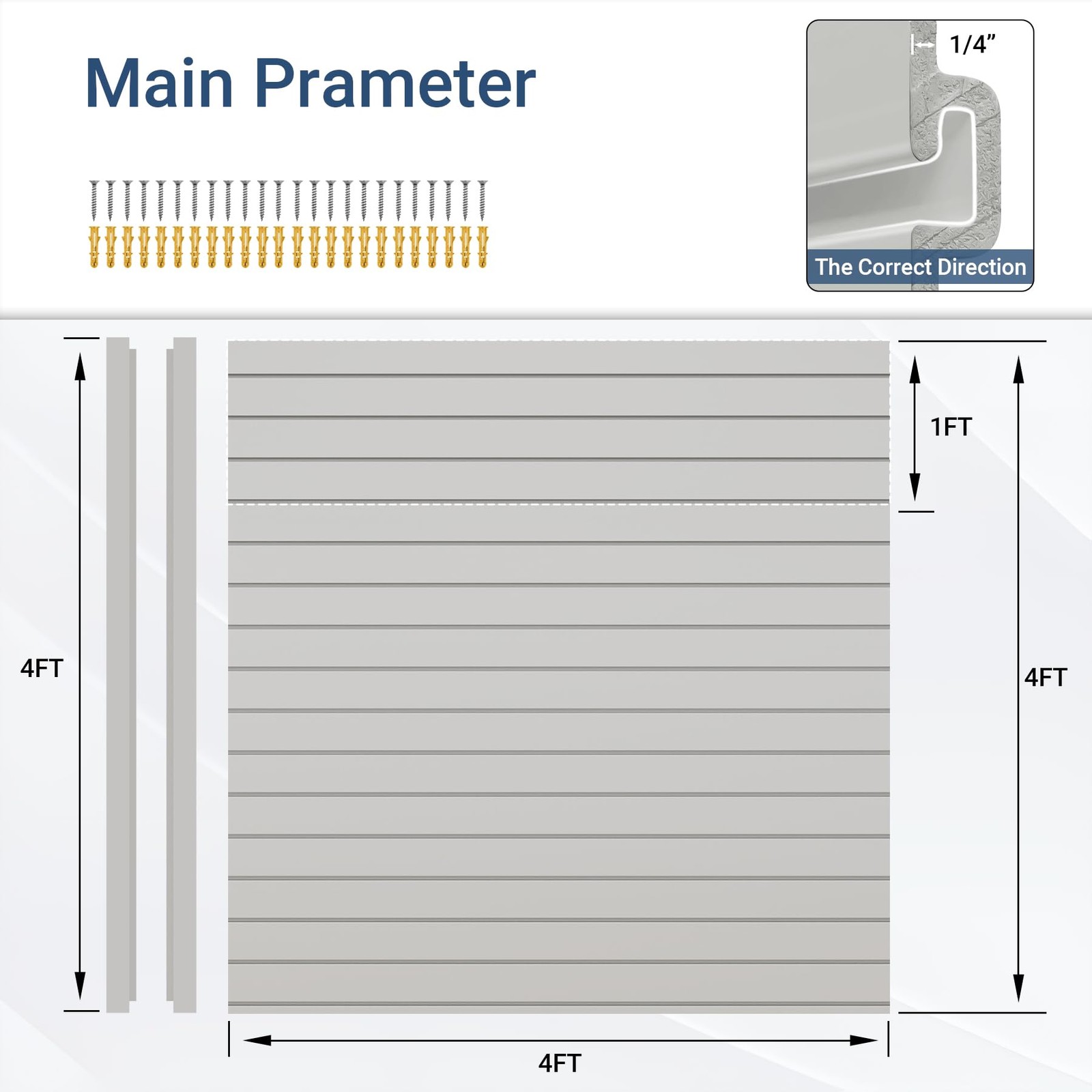 Slatwall Panel 4 FT x 4 FT, Interlocking Slat Wall Paneling, Wall Mounted PVC...