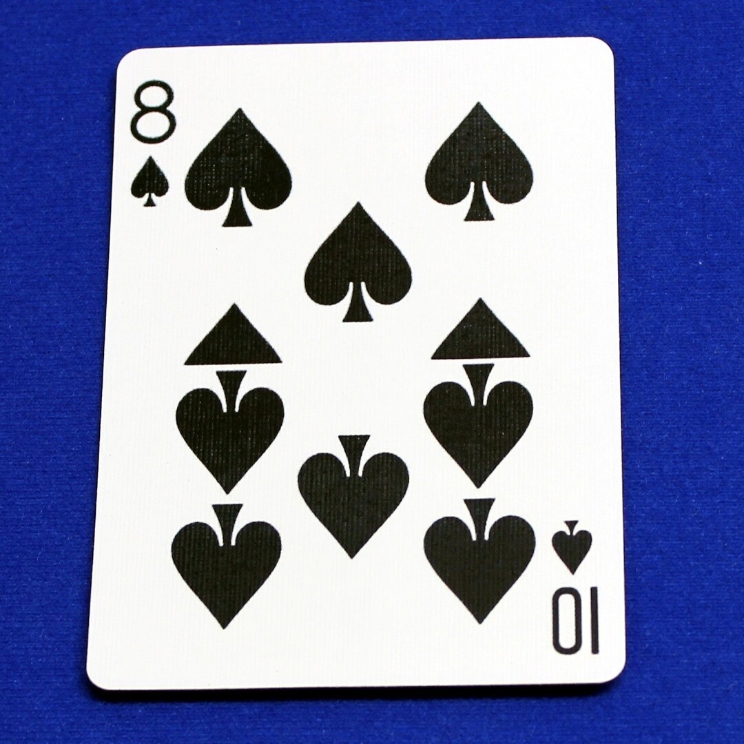 8 of Spades / 10 - Half & Half Horizontal, Bicycle Printed Gaff Card, Blue