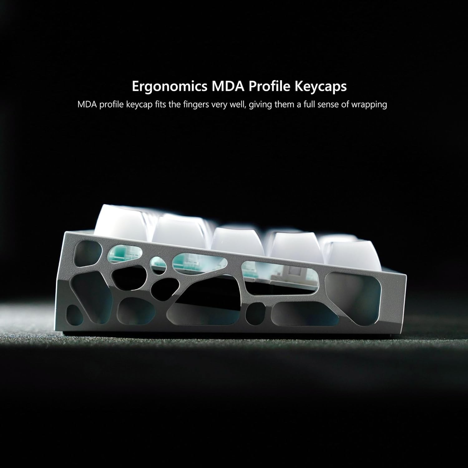 Keyboard Keycaps Jelly Ceramic Style Clear White Transparent Side Print MDA