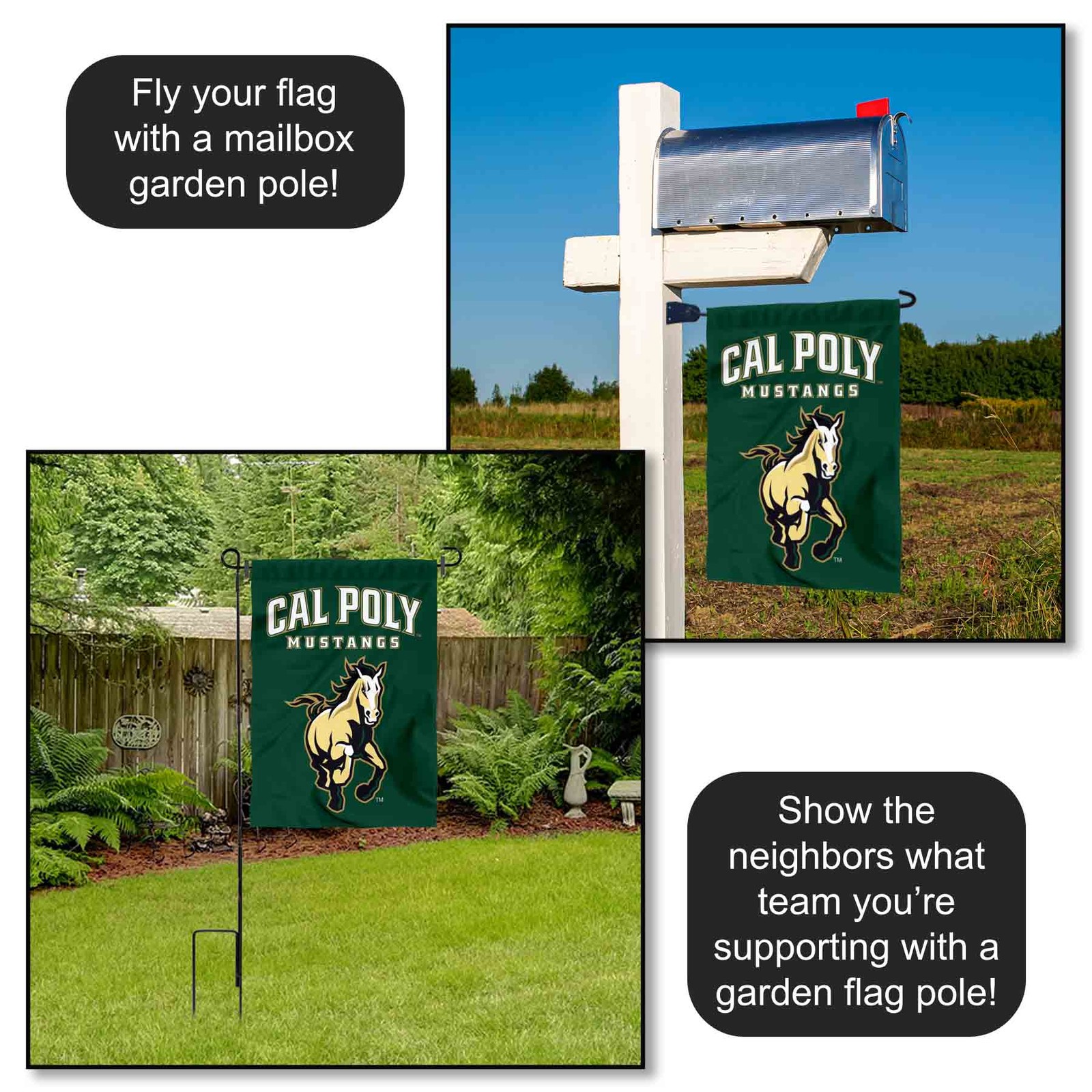 Cal Poly Mustangs Wordmark Garden Flag and Yard Banner