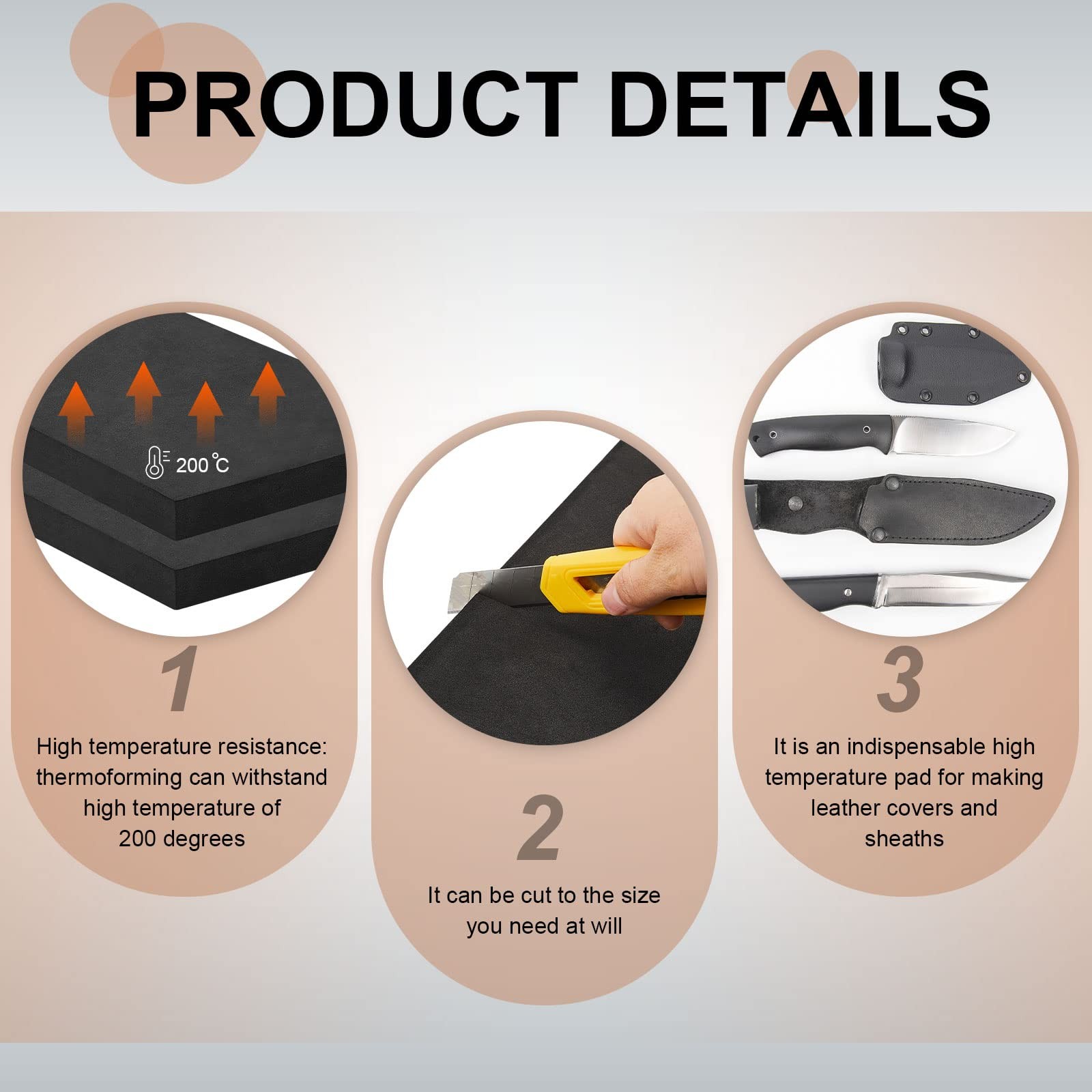 Thermoform Molding Foam Sheets 12x8x1 Black for Holster Sheath DIY 2 Pack