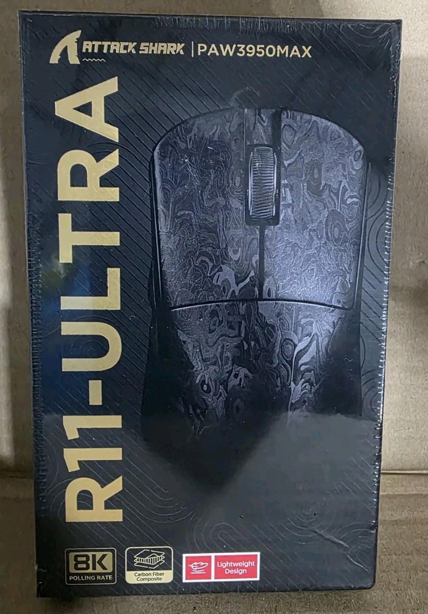 ATTACK SHARK R11 Ultra 8K Carbon Fiber Wireless Gaming Mouse, PAW3950 MAX Sensor