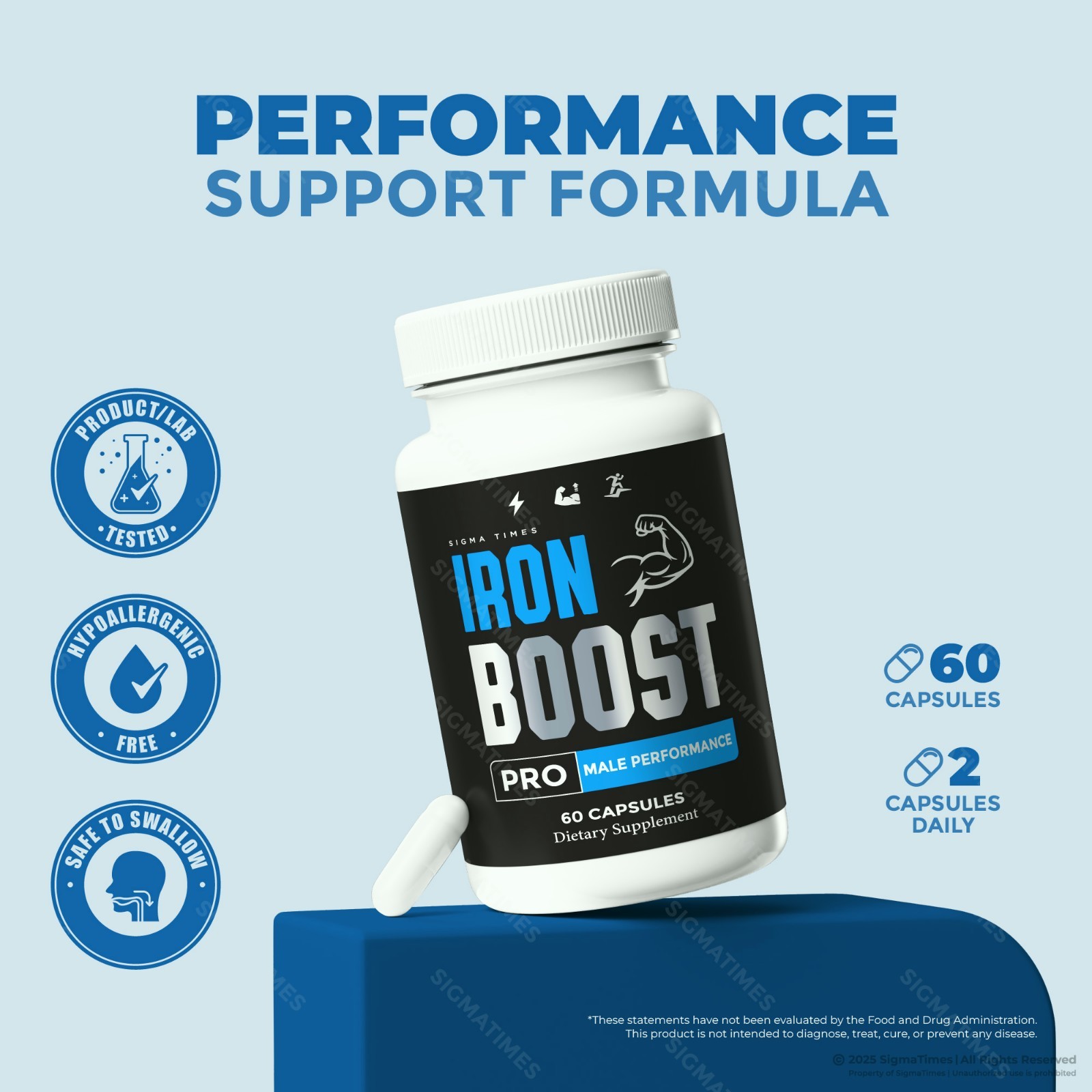 Iron Boost Pro, Advanced Performance Supplement for Men - 5 Pack
