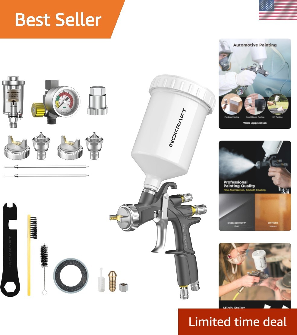 InoKraft D1 LVLP Spray Gun - Professional Finish for DIY & Automotive Projects